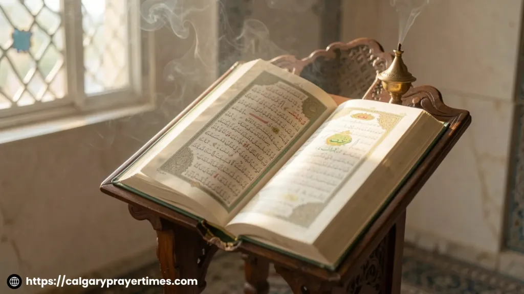 A peaceful Friday scene showing a Muslim heading to the mosque for Jummah prayer.