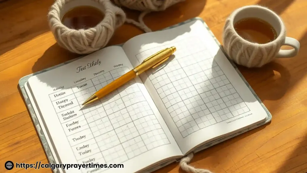 A foam roller and yoga mat on a clean wooden floor beside a window in soft evening light.