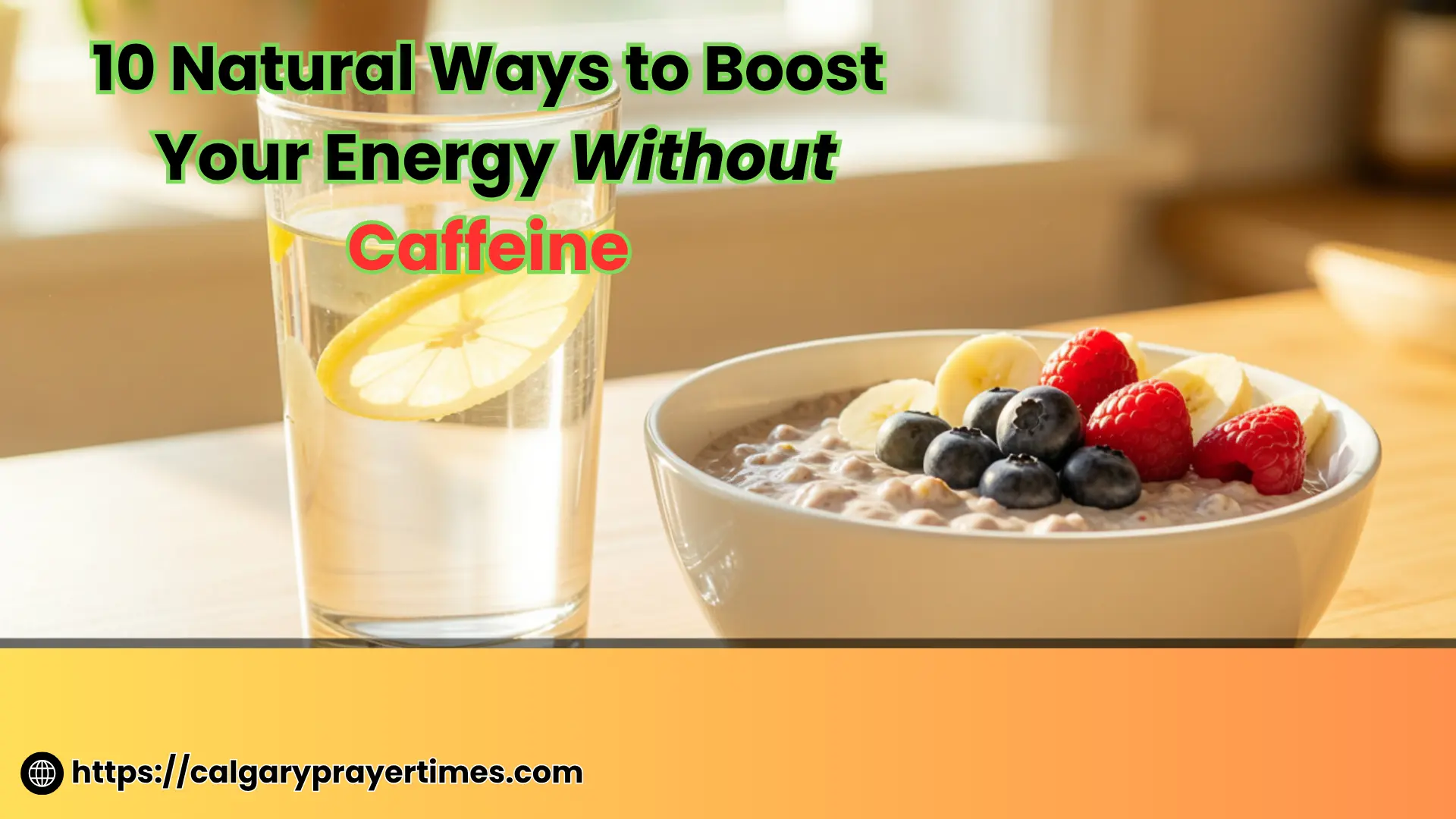 A bright morning scene with a tall glass of water, a bowl of fresh fruit and oats, and sunlight coming through a window