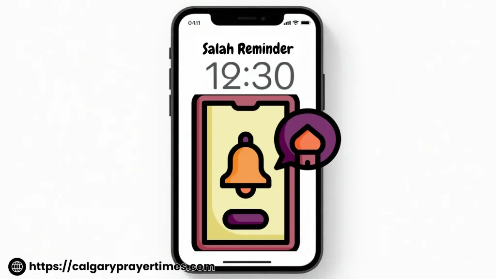 Setting reminder for salah on phone.