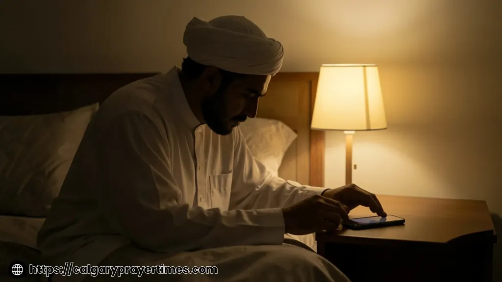 Avoid using phone before sleep in Islamic routine.