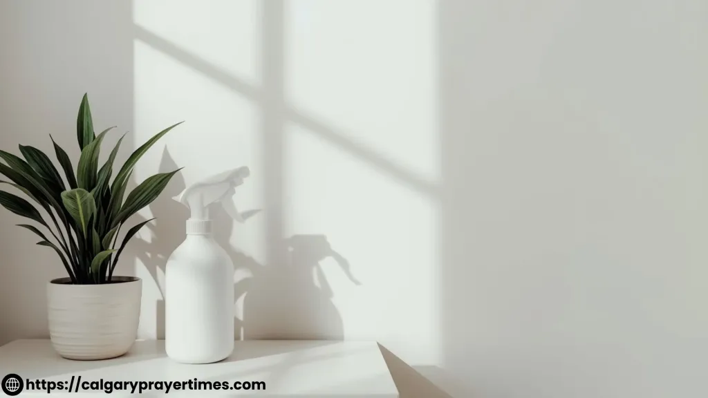 Daily cleaning routine in home.