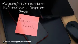 Clean desk with phone placed away to avoid distraction.